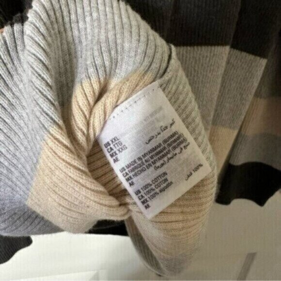 NWT Karen Scott Striped Sweater Mock Neck Gray Beige Color Block Long Sleeve - Picture 6 of 11